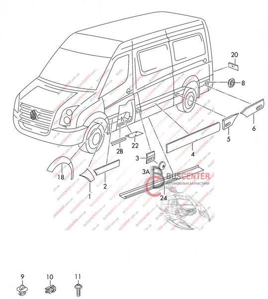 Молдинг бічній лівій частині ( листя, накладка декоративна) Mercedes Sprinter 2E3853754D A9066900362 68035 фото