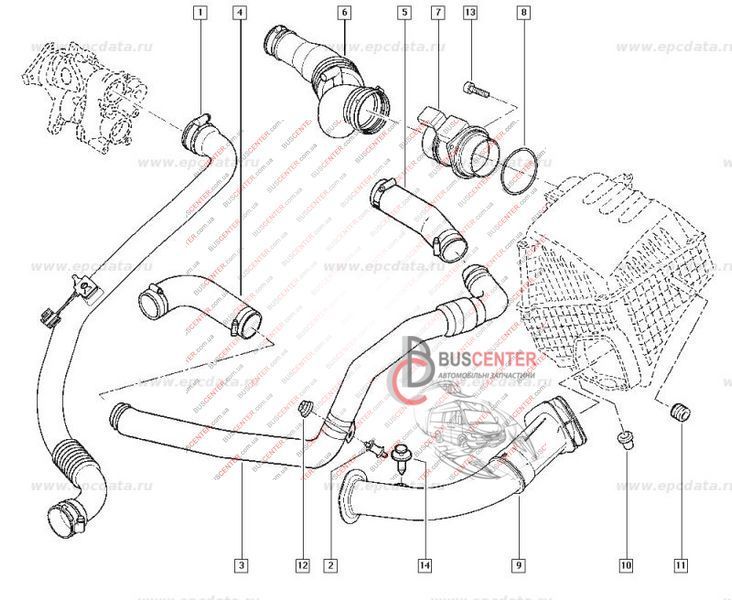 Патрубок інтеркулера ( турбіна - радіатор інтеркулера) Renault Laguna 8200030864 101894 фото