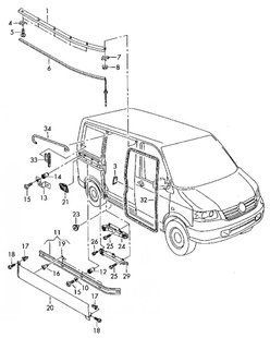 Направляюча бічні праві зсувні двері ( ліжа, рейка) Volkswagen Transporter 7H3843872AA 106536 фото
