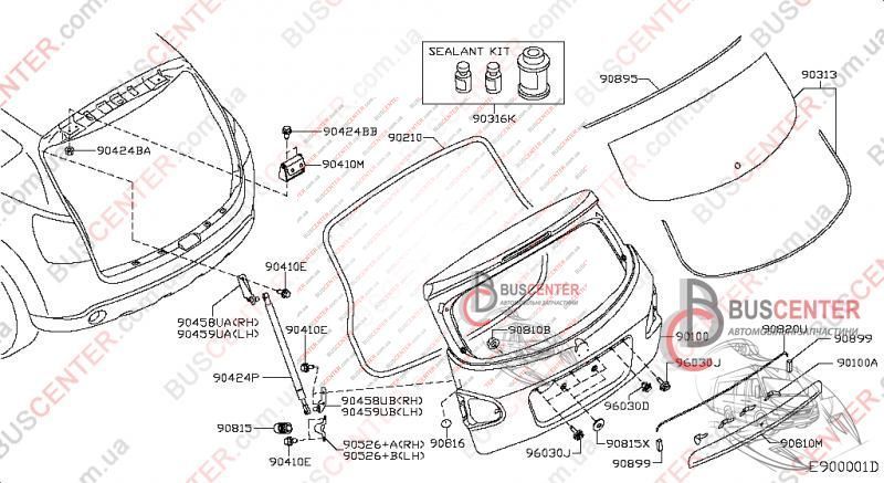 Кронштейн амортизатора задніх дверей лівий ( кріплення) Nissan Qashqai 90459JD01A 90459-JD01A 116106 фото