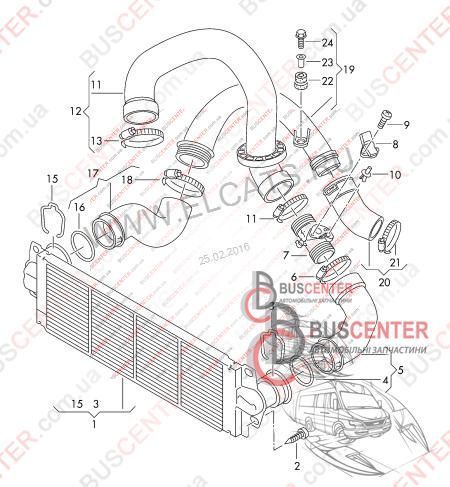 Патрубок интеркулера левый (1 шт) Volkswagen Transporter 7E0145708 48763 фото