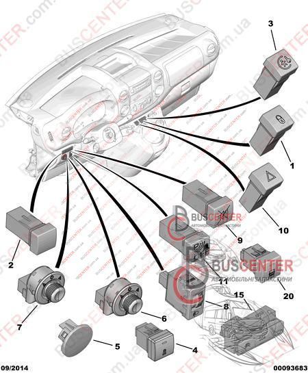 Кнопка увімкнення/вимкнення парктроніка Citroen Berlingo 96594887XT 97143 фото