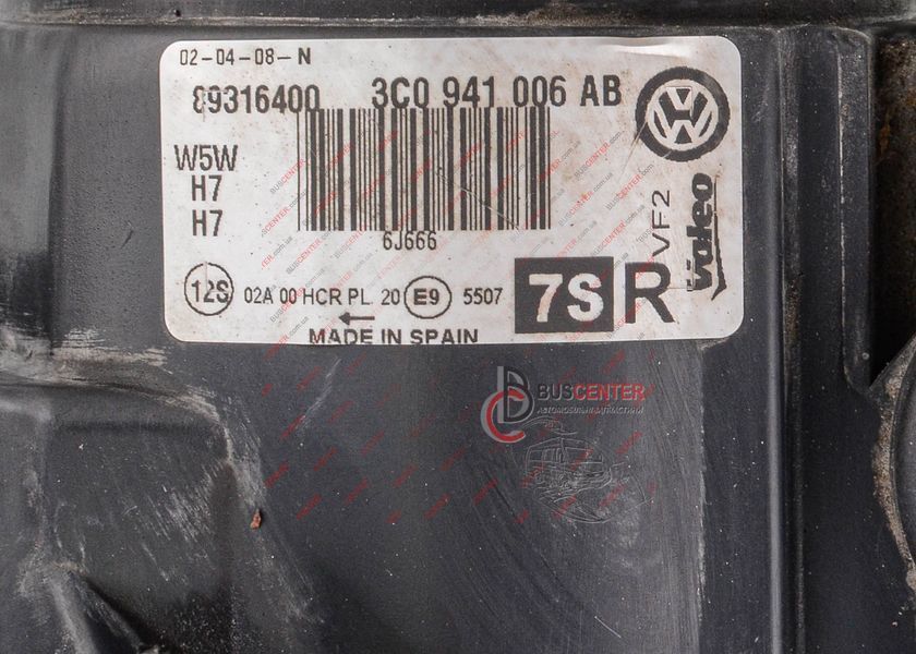 Фара передняя правая (линза) Volkswagen Passat 3C0941006AB 89316400 182901 фото