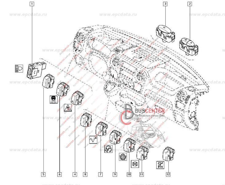 Регулятор коректора фар ( кнопка регулювання рівня фар) Renault Master 8200379685 8200022569 39516 фото